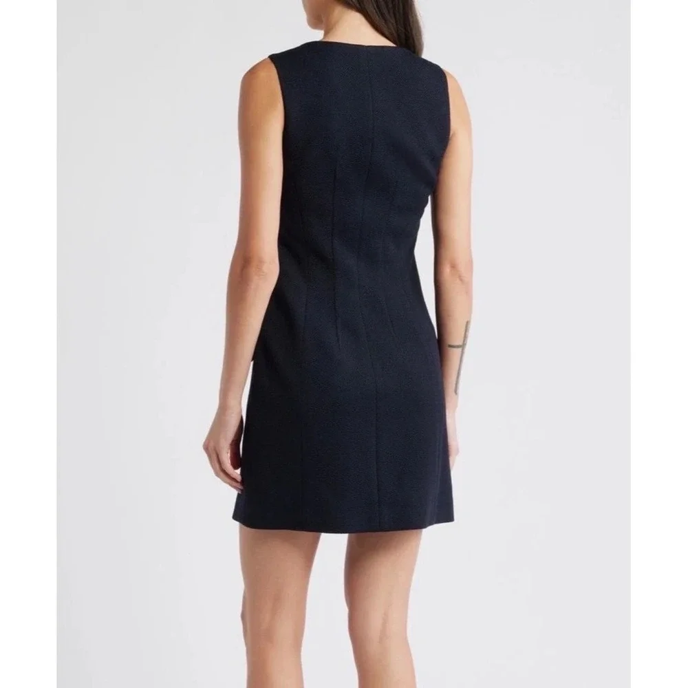Rag & Bone Mariana Textured Button Front Mini Dress Size 8 Navy Wool Blend $498
